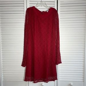 HALSTON Red Lace Dress
